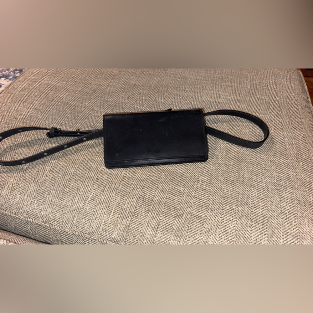 ABLE designer black leather crossbody bag wallet